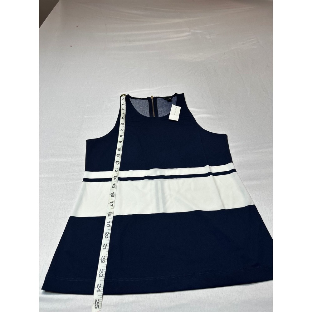 Ann Taylor Navy Blue White Colorblock Striped Sleeveless Shell Top Size S NWT